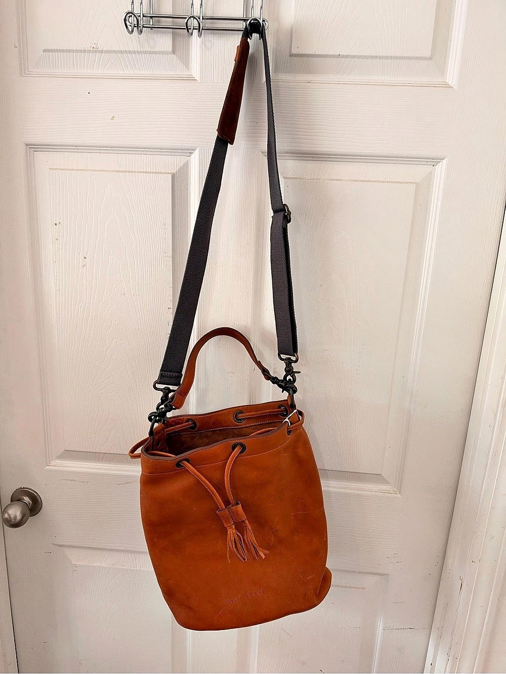 KELLY MOORE The Mary-Arthur Leather Bucket Shoulder Bag Brown
